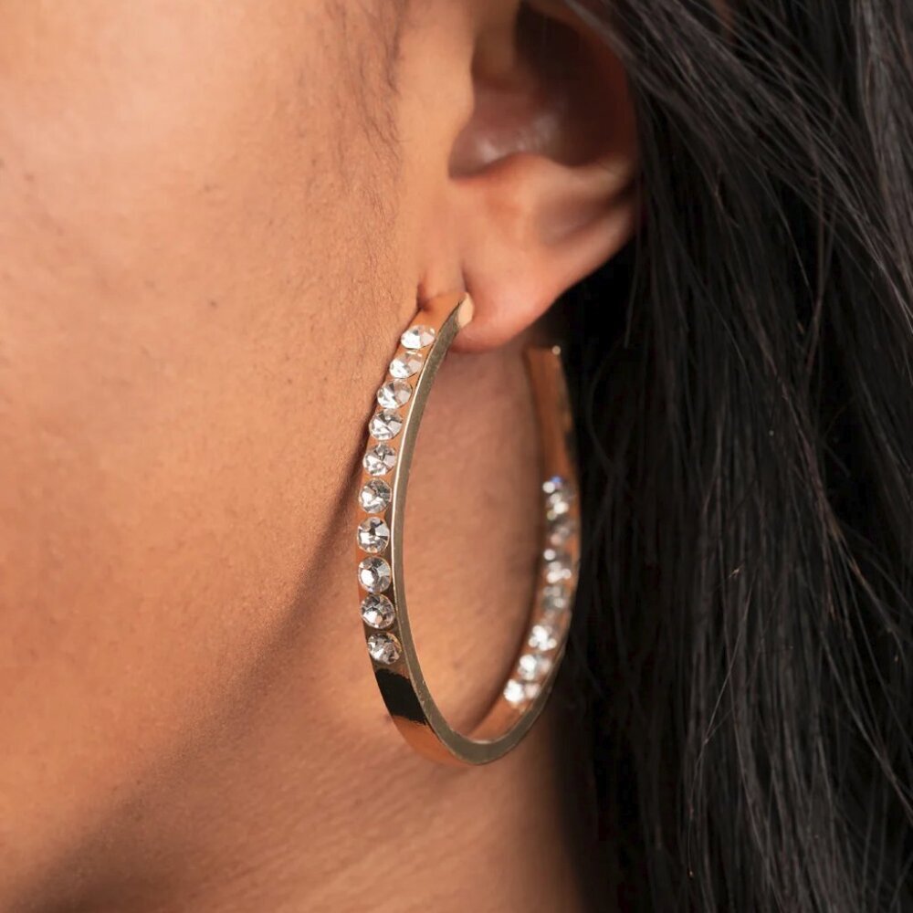 Paparazzi Jewelry Accessories - Borderline Brilliance - Gold Earrings - Vintage